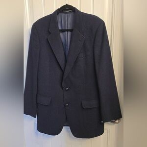 Honorsfield 100% Camel Hair Overcoat 44L Navy Tailored Car Coat Fully Lined